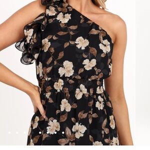 LAYLEY ONE SHOULDER MAXI DRESS - BLACK FLORAL